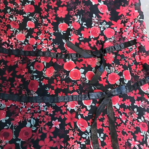 Dark Floral Handkerchief Hemline Dress - Picture 2 of 3